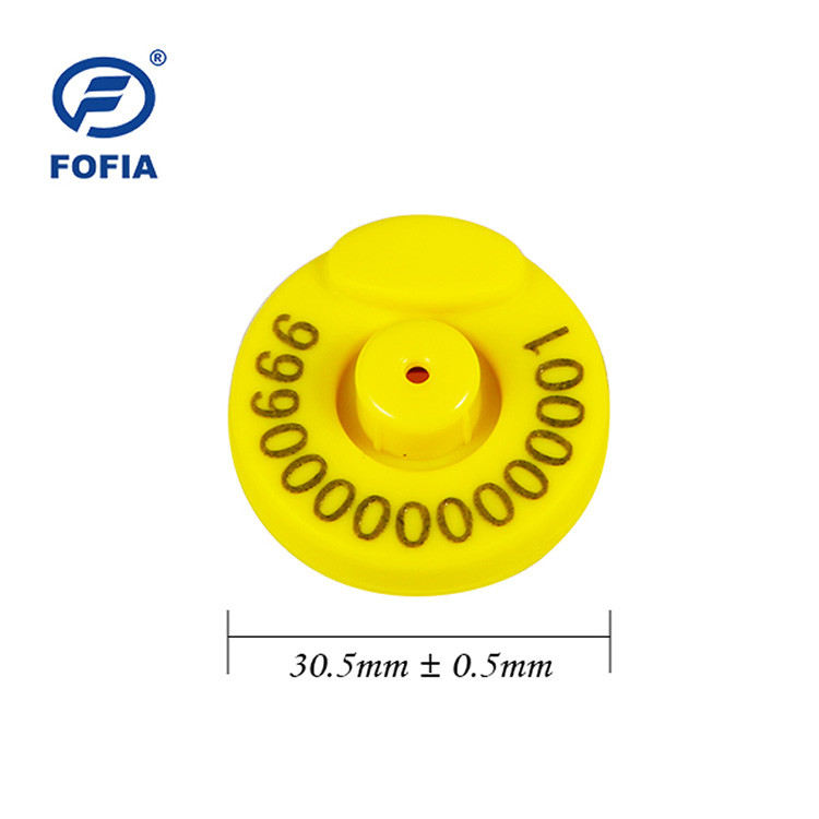 o gado de 134.2khz FDX-B etiqueta com a etiqueta de orelha da microplaqueta TPU do RFID com número da impressão de laser