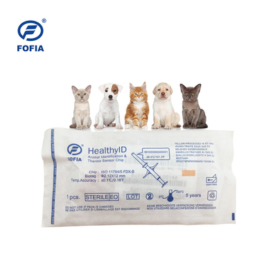 microchip do ISO da etiqueta da temperatura do cão de 134.2kHz FOFIA com a temperatura que detecta a tecnologia