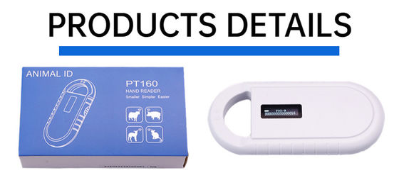 Fofia Microchip de plástico portátil para animais Leitor de cartão RFID PT160 134.2kHz OLED Screen USB Bateria de lítio CE Certificado ISO 5-10cm