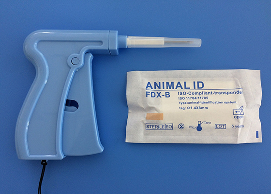 Microchip 1.4*8mm do identificador do ISO da identificação do animal do RFID com etiqueta de código de barras de 3 etiquetas