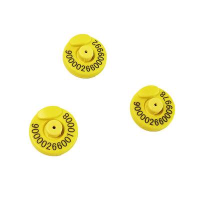 Marca de ouvido RFID amarela para ET907 Diâmetro 30,5 mm ± 0,5 mm ISO11784/5 FDX-B