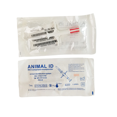 134.2 KHz Frequência Pet ID Microchip 2.12 * 12mm Tamanho de leitura Intervalo 5-10cm Transponder Seringa