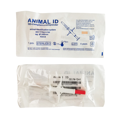 Padrão R/W ISO 11784/5 FDX-B Microchip de identificação ISO em seringa branca para identificação de animais
