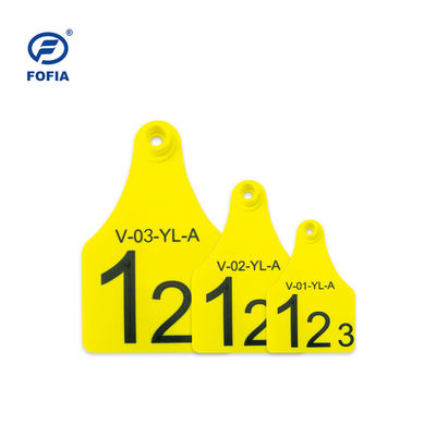 Etiqueta visual RFID Mini / Médio / Grande Tamanho A melhor escolha para o manejo de animais Impressão a laser Suporte 134.2 Khz Amarelo