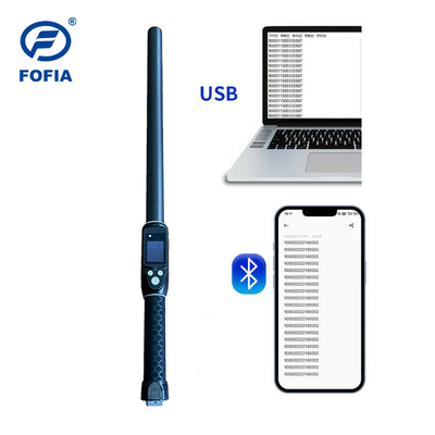 Customização ISO FDX-B HDX 30.000 Registros Leitor de RFID de bastão portátil para etiqueta de ouvido de gado Microchip plástico de longo alcance