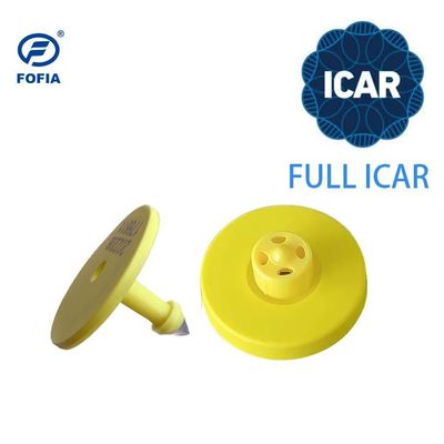 Etiqueta auricular RFID Icar completa, etiqueta eletrônica animal circular projetada para gerenciamento de criação e abate, atendendo a ISO11784 5 e FDX B