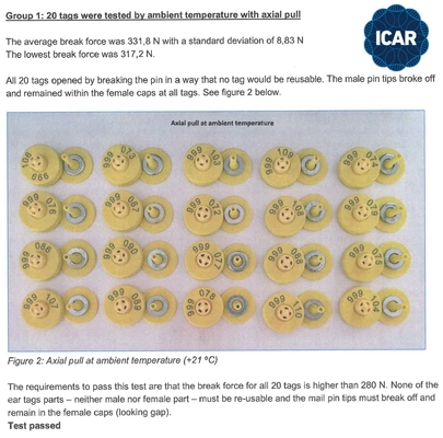 Etiqueta auricular RFID com código ICAR não compartilhado ISO11784/5 para identificação animal com leitor BLE e suporte CIRCULAR ICAR ET908 COMPLETO