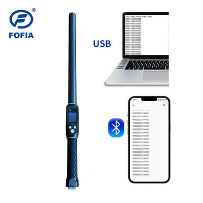 Leitor de etiquetas RFID profissional de gado de longa distância PT290 com armazenamento de dados em tela OLED para leitura de chip de identificação UHF / LF