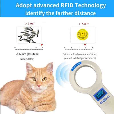 Animal Microchip Scanner PT200 projetado para ler informações de microchip e temperatura compatível com armazenamento de 1000 dados