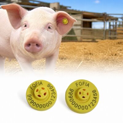 4-7,4 gramas de design redondo de etiquetas de ouvido eletrônicas com certificação internacional ICAR para identificação animal eficaz
