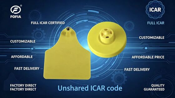 Etiquetas auriculares eletrônicas duráveis ​​​​completas com certificação ICAR para rastreamento e identificação de gado, apoiando o monitoramento de gado e rastreabilidade agrícola