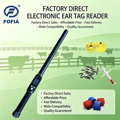 Leitor de etiquetas RFID profissional de gado de longa distância PT290 com armazenamento de dados em tela OLED para leitura de chip de identificação UHF / LF