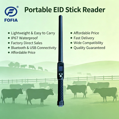 RFID Stick Reader com tela OLED 3 botões de interface do usuário e built-in Buzzer para operação fácil no gerenciamento de gado