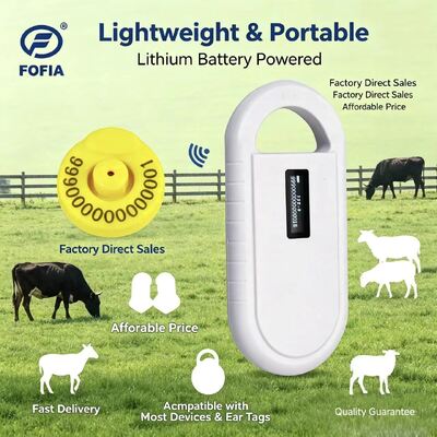 Scanner de microchip animal com suporte a microchip e leitura de dados de temperatura compatível com chips de temperatura da série HT001