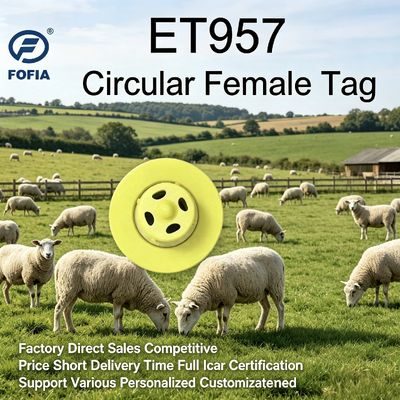 Etiqueta auricular eletrônica TPU certificada pela ICAR para gado com tensão 350N e rastreamento RFID