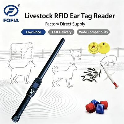 Duração resistente à água de longo alcance 134,2 kHz RFID Ear Tag Reader ISO11784/5 Protocolo 30-100cm Distância de leitura PVC