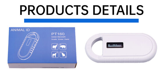 Leitor de cartão RFID de microchip de plástico animal portátil PT160 134,2 kHz OLED Screen USB Bateria de lítio CE Certificado ISO 11784/11785