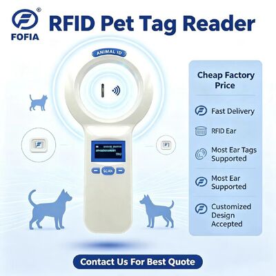 Leitor portátil RFID PT200 de plástico durável com tela OLED 128x64 ISO11784/5 Protocolo de leitura de longo alcance para animais de estimação e uso na fazenda