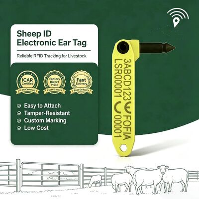 Fofia impermeável resistente a altas temperaturas integrado anti-derramamento eletrônico T969 Yellow Sheep RFID Ear Tag TPU Material RF