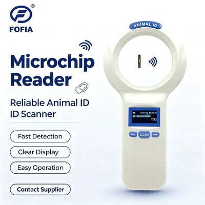 Redactor portátil RFID FOFIA PT200 branco à prova d'água tela OLED 128x64 134,2 kHz Frequência de leitura de longa distância