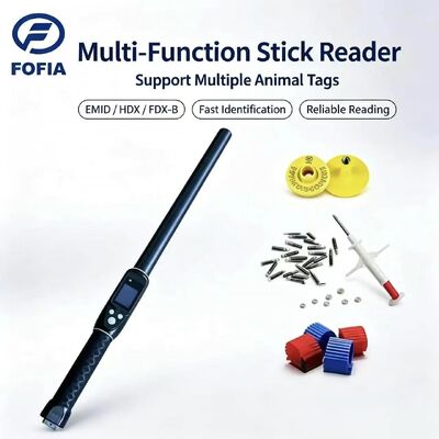 Leitor de Etiqueta de Orelha RFID FOFIA à Prova d'Água de Longo Alcance 134.2kHz Protocolo ISO11784/5 Distância de Leitura 30-100cm Material PVC para Fazenda
