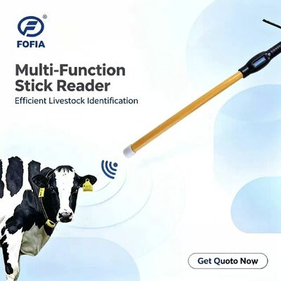 Novo Leitor de Bastão RFID à Prova d'Água FOFIA 134.2kHz ID de Gado USB RS232 Armazenamento de 7000 Registros ISO11784/5 Longa Distância de Leitura