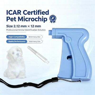 Microchip RFID 134.2kHz ICAR Certificado Tipo Dividido Identificação Animal Microchip 2.12*12mm Modelo ZS005 Azul Material Impermeável Novo 1.5 Ano