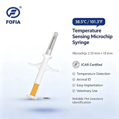 ICAR Certificado Fofia Novo Sensor de Temperatura Microchip RFID Quente Bioglássico Branco HT001 Animal ID Impermeável Cão Gato Animais de estimação 1.5