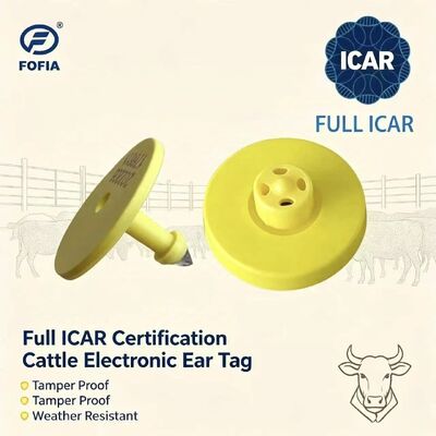 Fofia impermeável Full ICAR Certified ET908 Amarelo RFID TPU Cow Ear Tag Alta qualidade 1,5 anos de garantia
