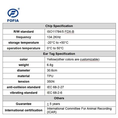 Novo Full ICAR LF RFID à prova d'água TPU amarelo etiquetas de ouvido de animais 14.5mm ET908+T901 chips 5 anos de garantia Fofia uso de gado