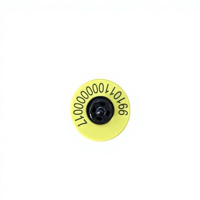 Novas Etiquetas de Orelha de Animal ICAR ET908+T901 à Prova d'Água RFID LF TPU Amarelo 14.5mm para Gado com Garantia de 5 Anos