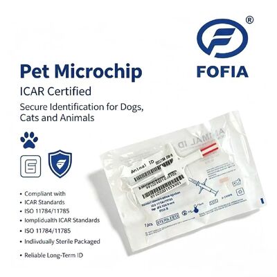 Etiqueta de orelha de injeção para animais de estimação Fofia RFID 134.2kHz de material PP à prova d'água, nova venda quente, uso em fazenda, microchip de identificação de cachorro, 1,5 ano