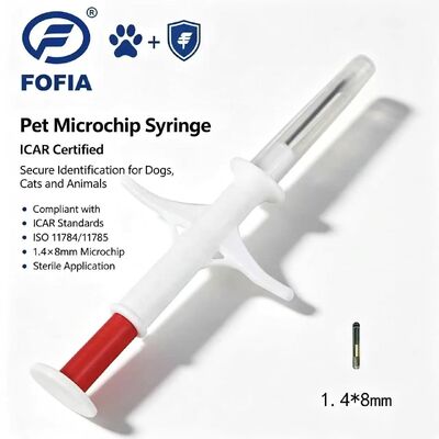 FOFIA ZS007 ICAR Certificado 134.2kHz RFID Ear Tag Animal Microchip FDX/EM4305 IP67 Impermeável Branco PP 1.4x8mm Cão Gato Animais de estimação