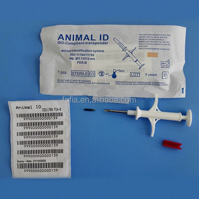 Fofia à prova d'água Novo RFID de venda quente 134,2 kHz Material PP Microchip de identificação de cães Uso agrícola Etiqueta de orelha de injeção de animal de estimação 1,5 anos Modelo Azul