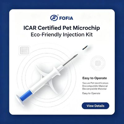 FOFIA ZS007 Certificado ICAR 134.2kHz RFID Microchip Animal FDX/EM4305 IP67 Impermeável PP Branco 1.4x8mm Cão Gato Animais de Estimação