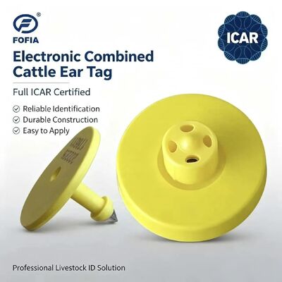 Nova Etiqueta de Orelha de Vaca Fofia à Prova d'Água Totalmente Certificada ICAR ET908 Amarela RFID TPU Garantia de 1,5 Ano Animal Porco Ovelha