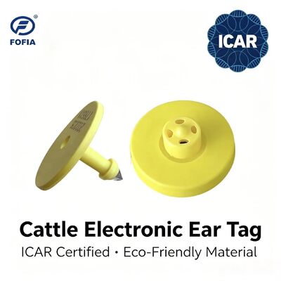 New Full ICAR LF Waterproof RFID TPU Yellow Animal Ear Tags 14.5mm ET908+T901 Chips 5 Year Warranty Fofia Cattle Use