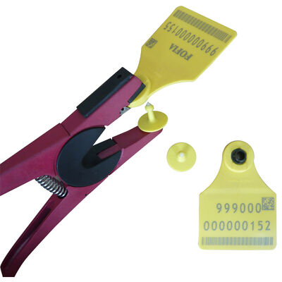 Novo FOFIA Metal Alumínio Alloy Farm Animal Ear Tag Applicator Laser Coding Bovine Porco Ovelha Cavalo 3 meses de garantia