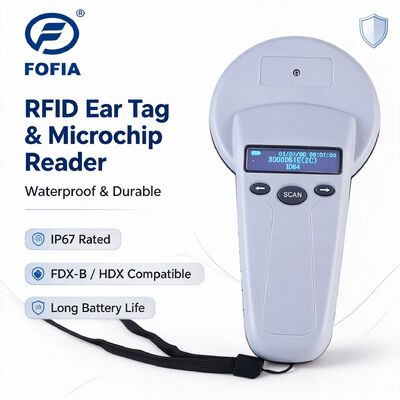 FOFIA PT580 RFID Handheld Ear Tag Reader 125kHz 134.2kHz ISO11784/5 FDX-B HDX OLED Display IP67 Pet Microchip Scanner