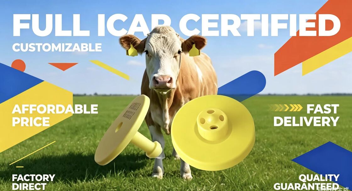 FULL ICAR Certified Durable FDX-B Electronic Ear Tags For Cattle Tracking and Identification Supporting Livestock Monitoring and Farm Traceability (Etiquetas de ouvido eletrônicas duráveis FDX-B certificadas pela ICAR para rastreamento e identificação de gado)