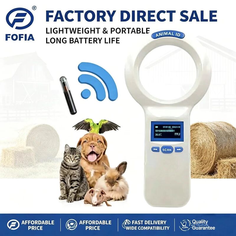 Scanner de microchip RFID alimentado por bateria de lítio recarregável simplificando o processo de identificação