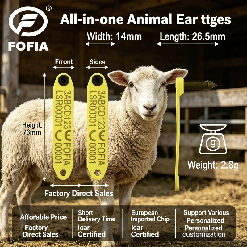 Marca de ouvido eletrônica RFID resistente a altas temperaturas e antiderrapagem para ovelhas com material TPU