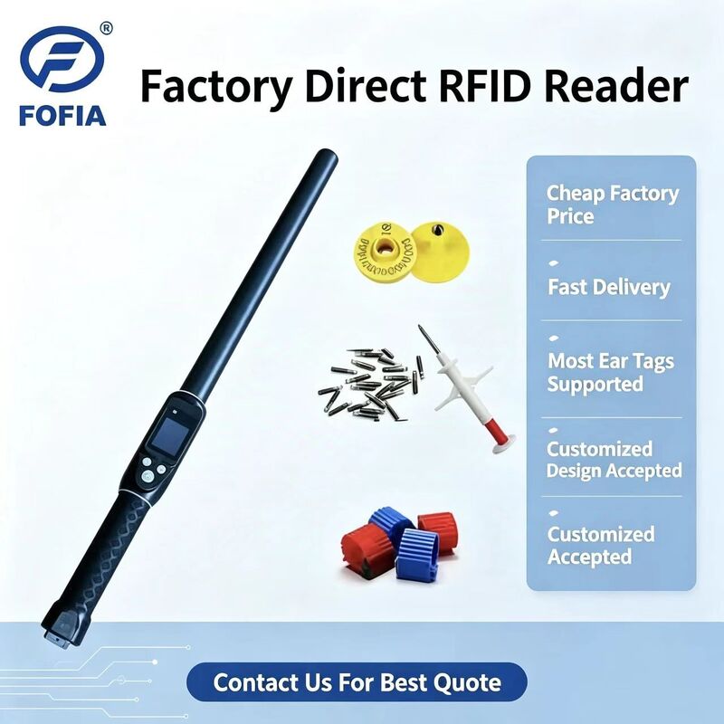 FOFIA Impermeável de longo alcance 134,2 kHz RFID Ear Tag Reader ISO11784/5 Protocolo 30-100cm Distância de leitura PVC