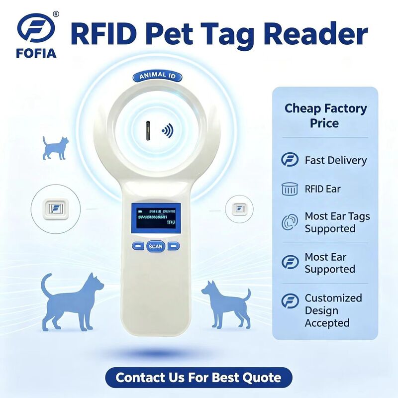 Leitor portátil RFID PT200 de plástico durável com tela OLED 128x64 ISO11784/5 Protocolo de leitura de longo alcance para animais de estimação e uso na fazenda