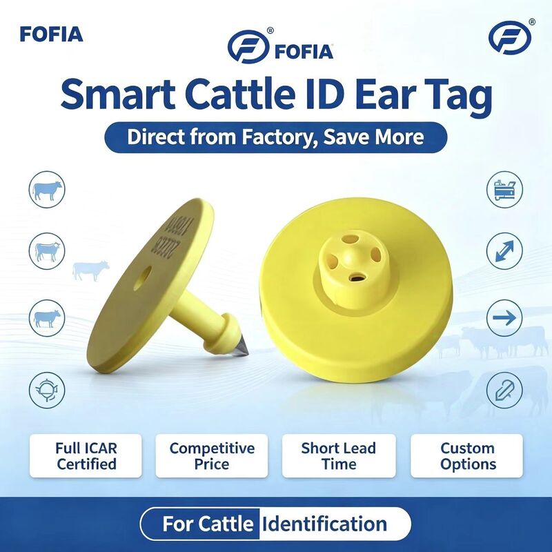 Full ICAR ET908+T901 RFID à prova d'água LF TPU amarelo etiquetas de orelhas de animais 14.5mm EM4305 chips 5 anos de garantia bovino Fofia
