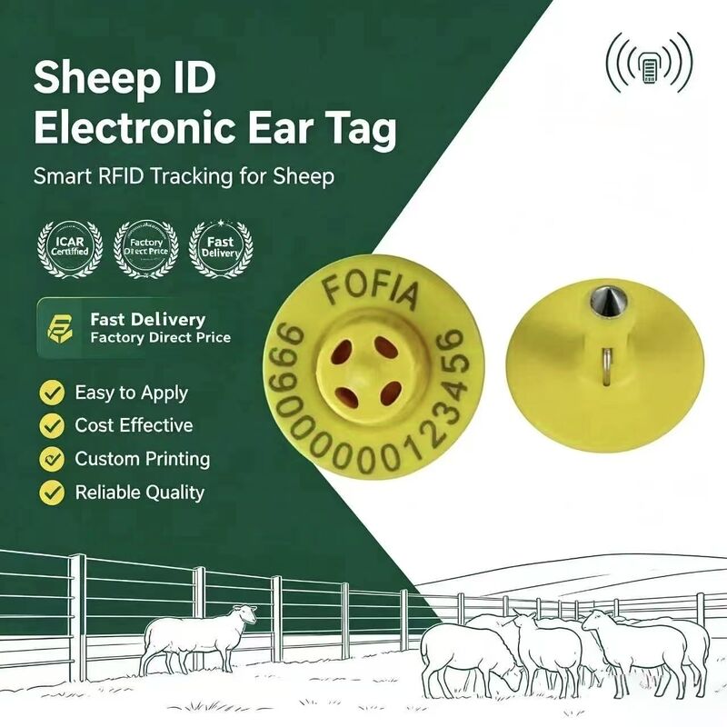 etiqueta auricular eletrônica de 134,2 kHz TPU com faixa de leitura de 10 cm para suínos e ovelhas