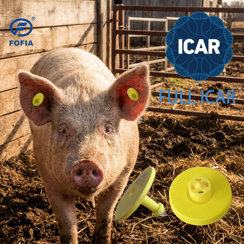 FULL ICAR ET908 Orelha circular de animais com leitor BLE ISO11784/5 FDX-B Impermeável e durável