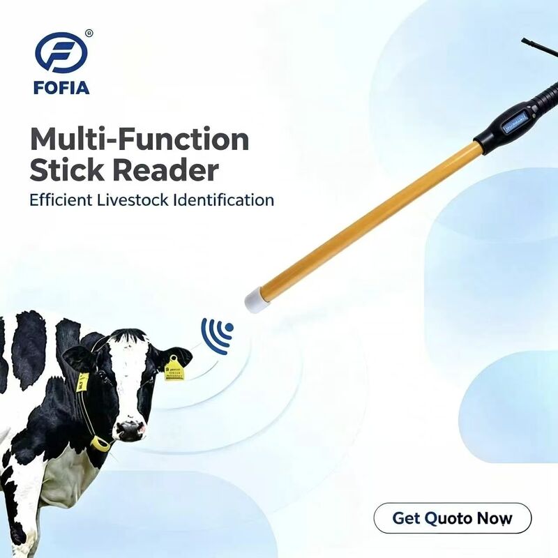 Novo Leitor de Bastão RFID à Prova d'Água FOFIA 134.2kHz ID de Gado USB RS232 Armazenamento de 7000 Registros ISO11784/5 Longa Distância de Leitura