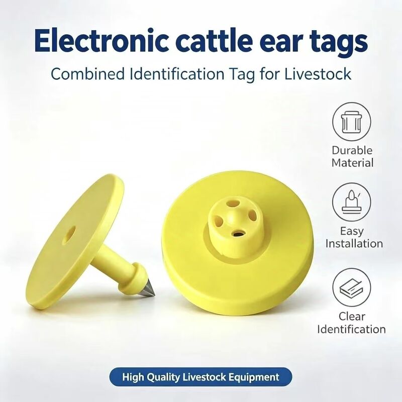 New Full ICAR Waterproof RFID TPU Yellow Animal Ear Tags 14.5mm ET908+T901 Chips 5 Year Warranty Fofia Cattle Use