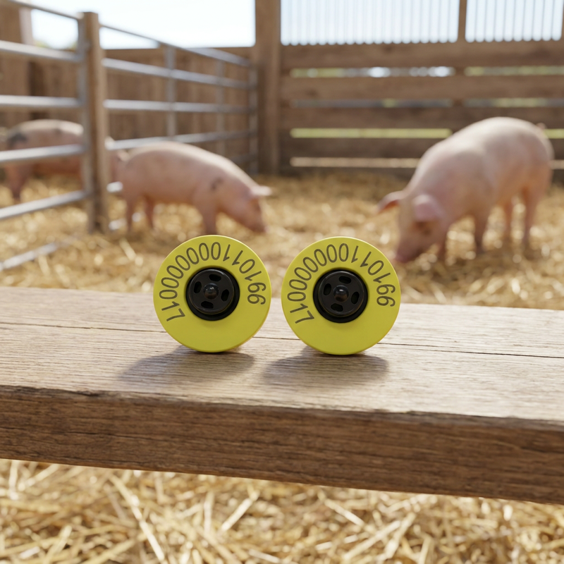 Novo icar completo et908 identificação de animal de gado rfid lf etiqueta de orelha ble iso11784/5 tpu material 350n tensão 5 anos de garantia uso agrícola